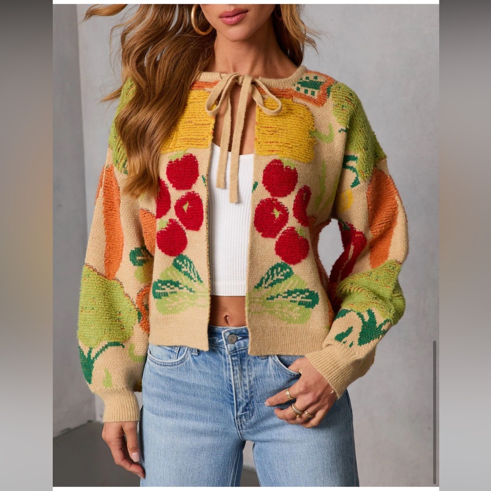 Vici Multicolor Fruit Pattern Cardigan - image 5